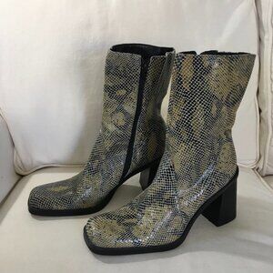 MIA Snakeskin Mid-calf Leather Heeled Boots